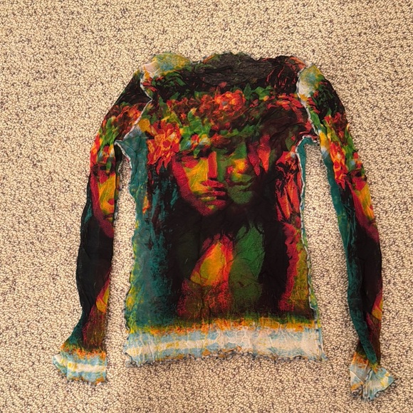 Jean Paul Gaultier Vintage Colorful Women's Top with Artistic Face Print - Picture 7 of 7